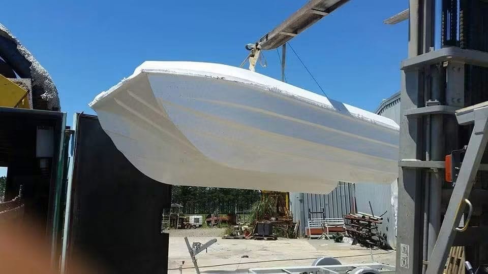 Bare Seahull 4.0 m catamaran hull lifted out of the mould